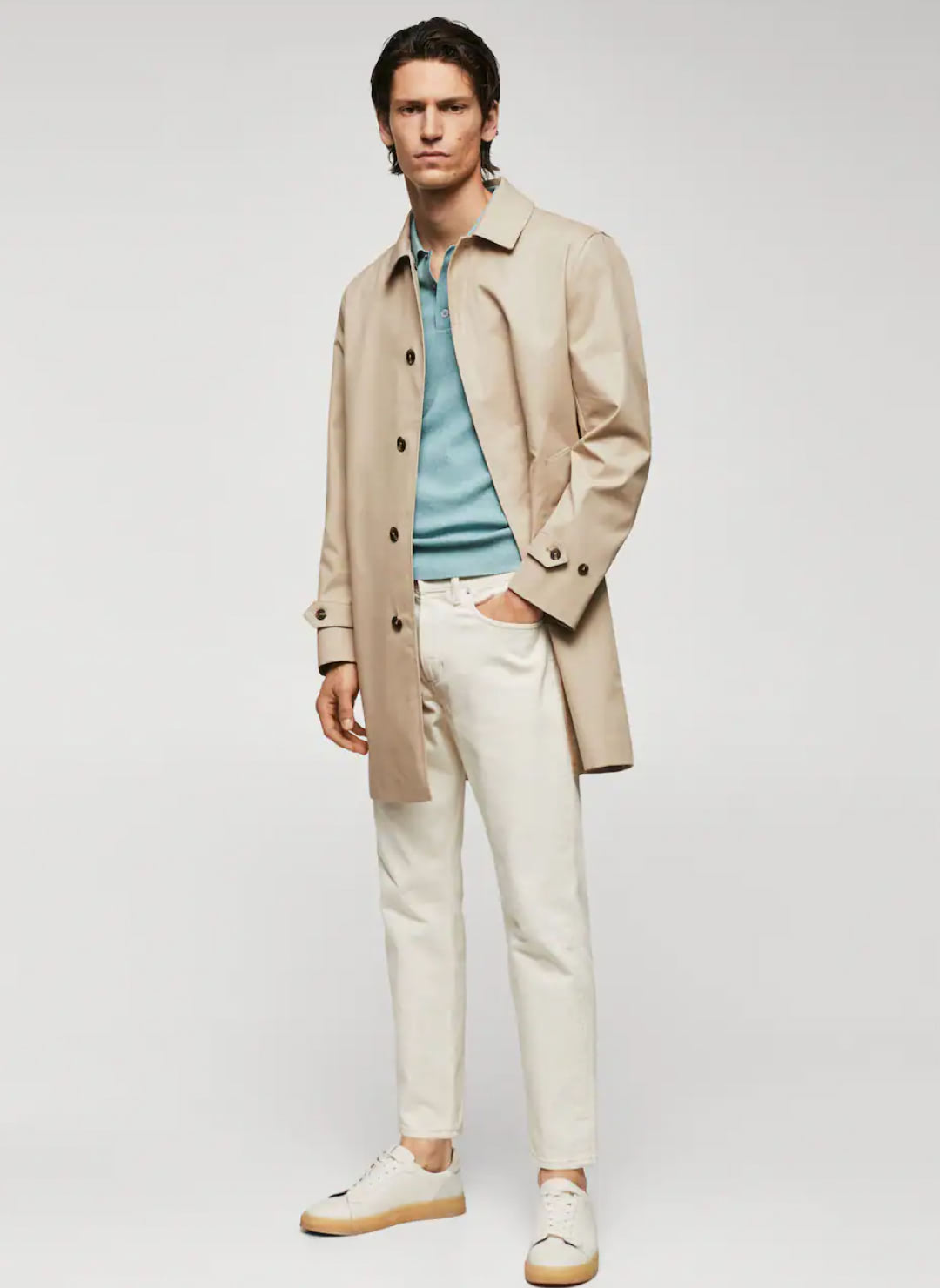 Water - repellent cotton trench coat - Imagem 3