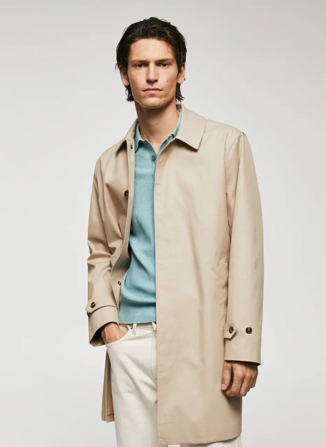 Water - repellent cotton trench coat - Imagem 2